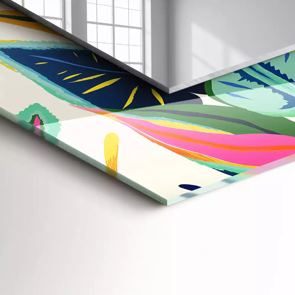 Espelho com moldura decorada Padrão de folhas coloridas