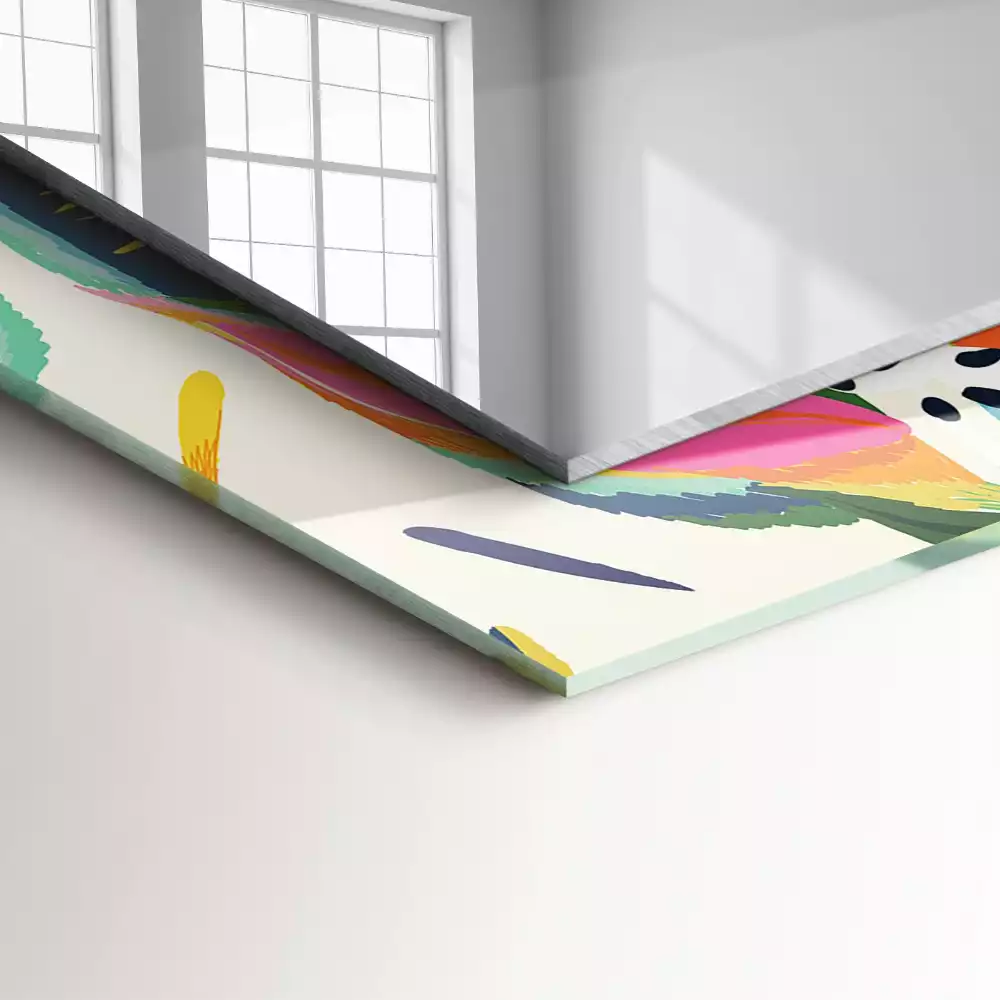 Espelho com moldura decorada Padrão de folhas coloridas