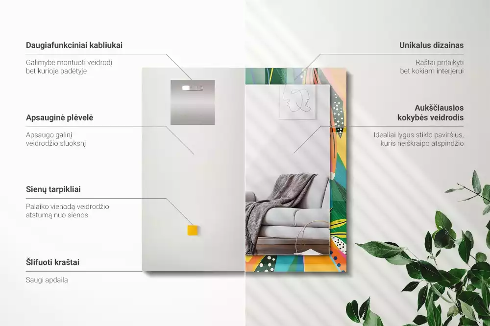 Espelho decorado Padrão abstrato colorido