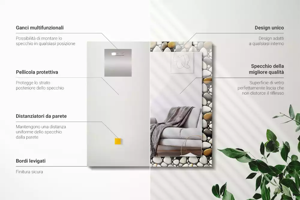 Espelho com moldura decorada Textura de padrão de pedras