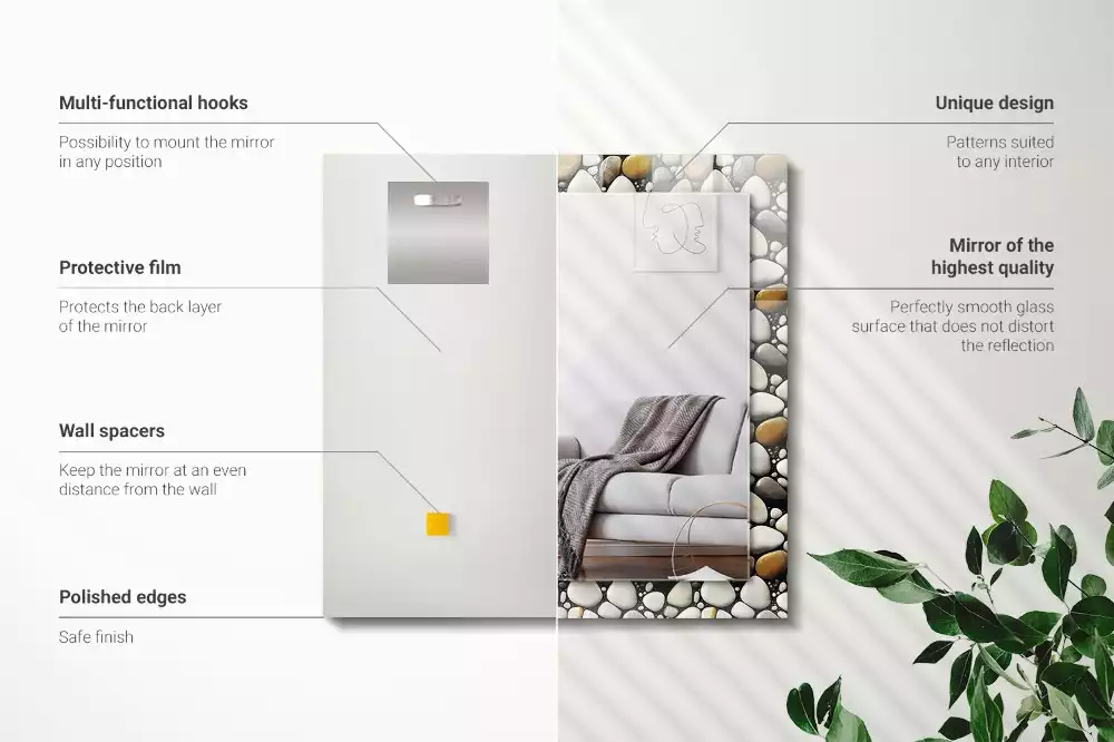 Espelho com moldura decorada Textura de padrão de pedras