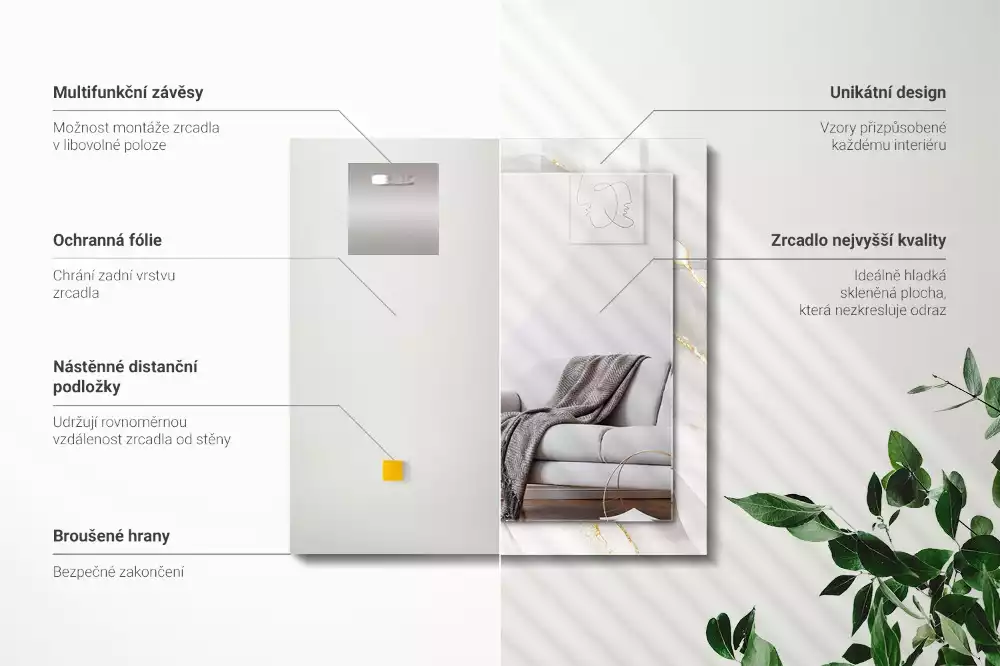 Espelho decorativo Mármore cinza