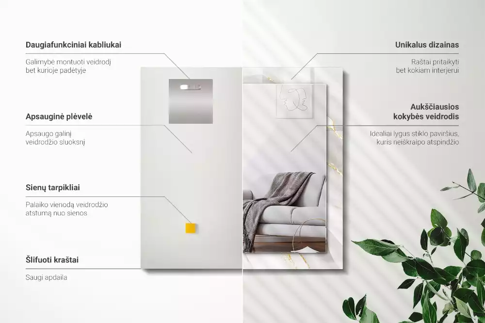 Espelho decorativo Mármore cinza