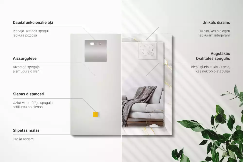 Espelho decorativo Mármore cinza