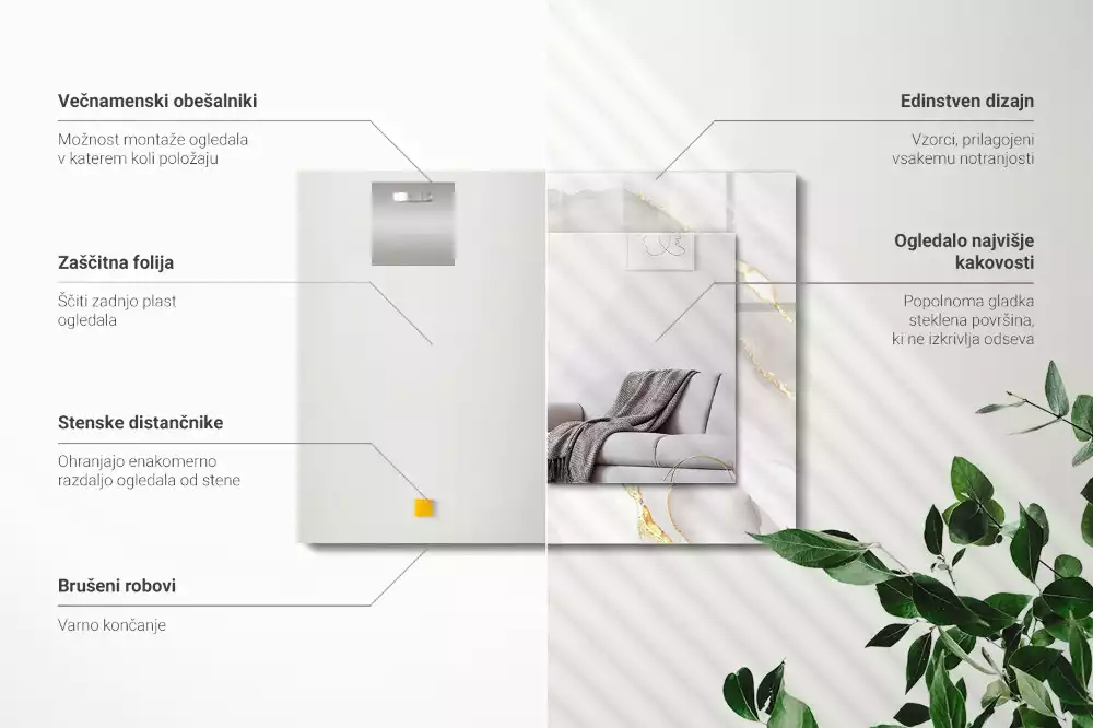 Espelho decorativo Mármore cinza