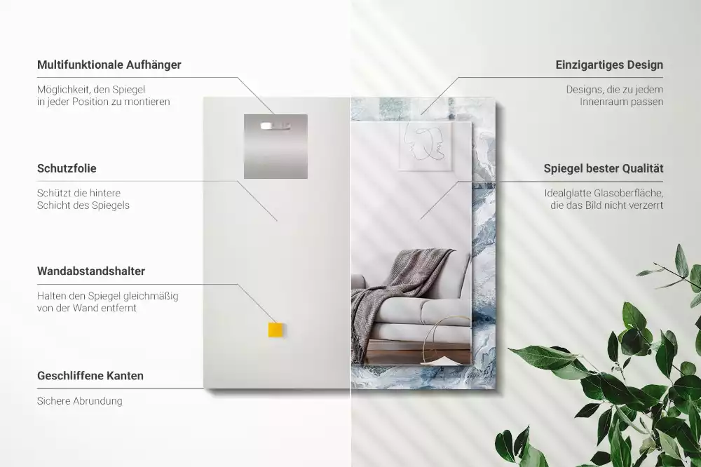 Espelho com moldura decorada Mármore em tons