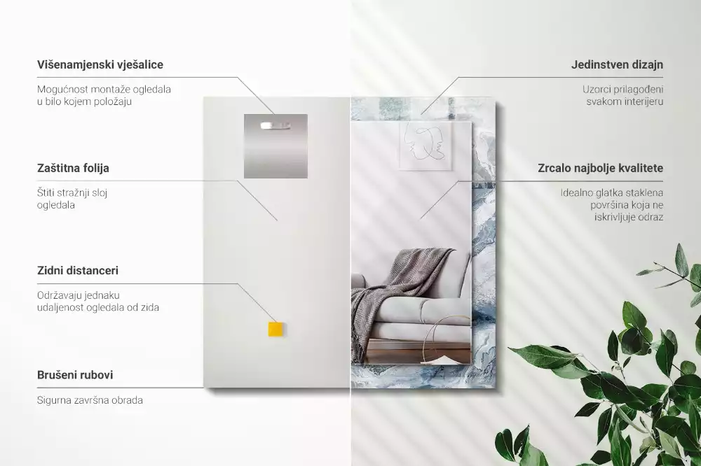 Espelho com moldura decorada Mármore em tons