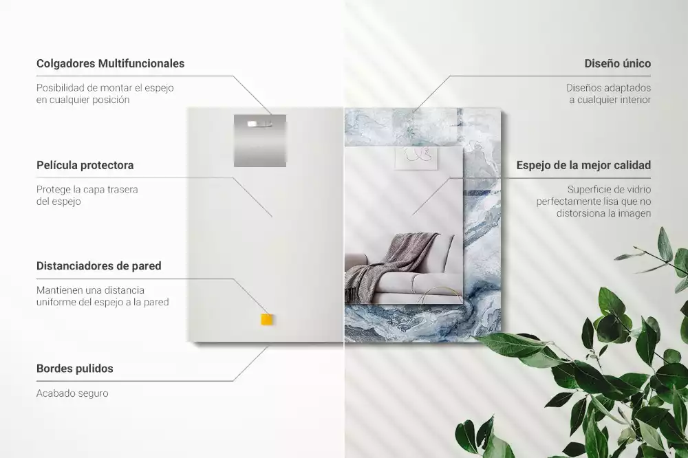 Espelho com moldura decorada Mármore em tons