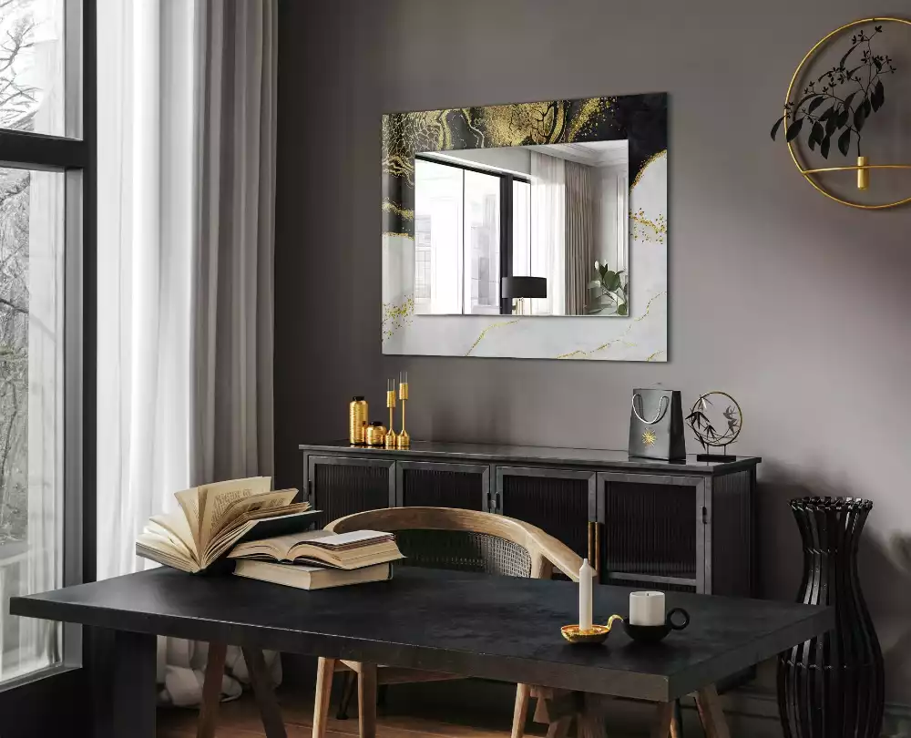 Espelho decorativo Arte abstrata em ouro