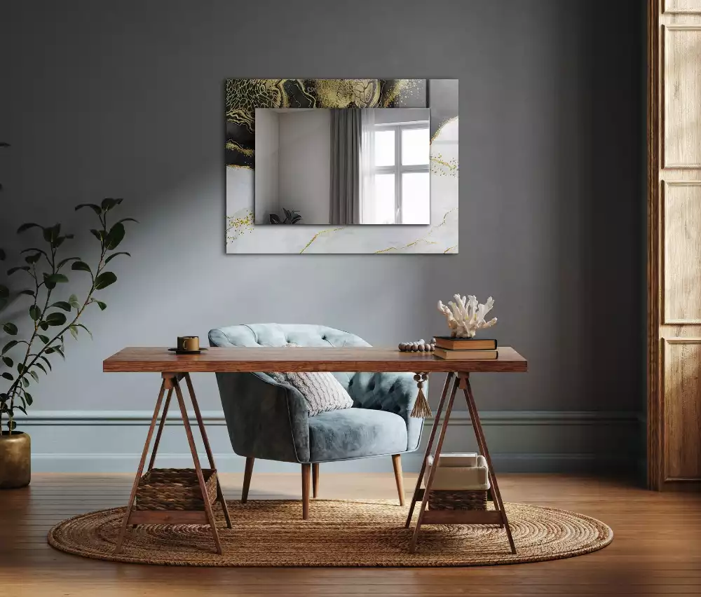 Espelho decorativo Arte abstrata em ouro