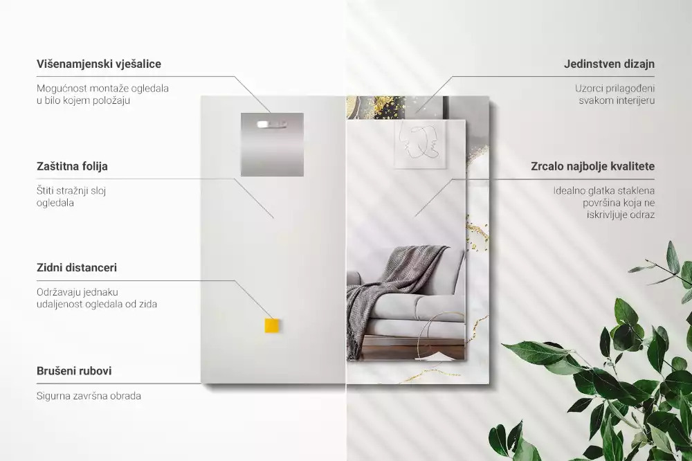 Espelho decorativo Arte abstrata em ouro