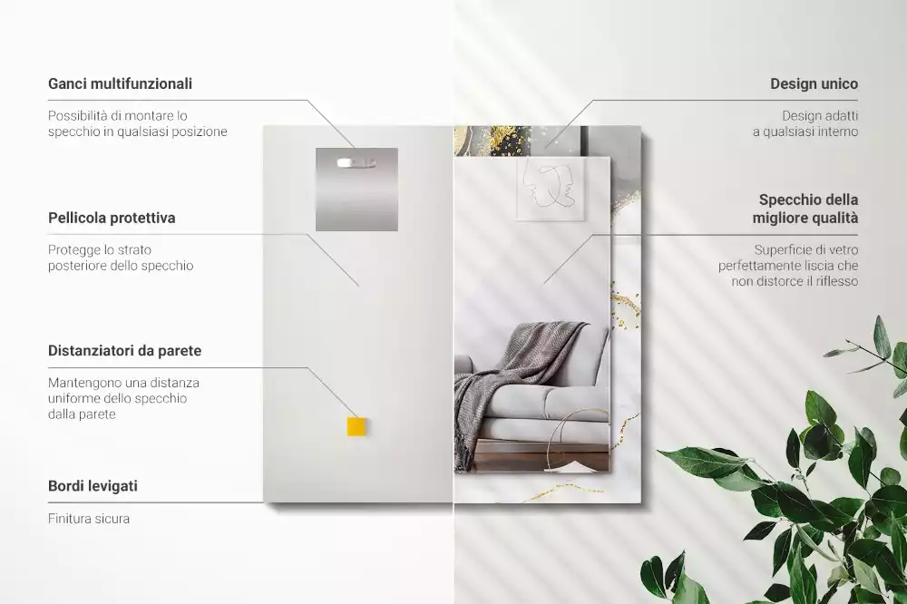 Espelho decorativo Arte abstrata em ouro