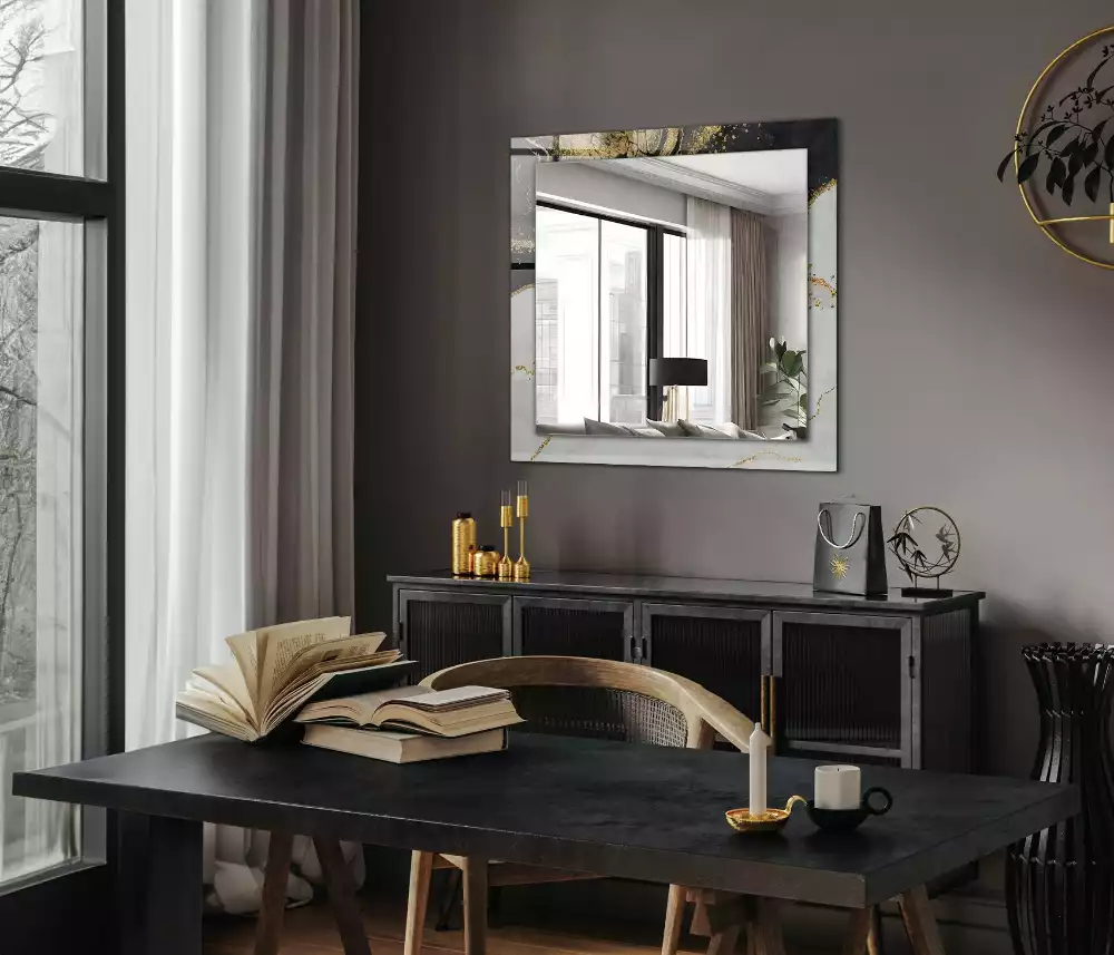 Espelho decorativo Arte abstrata em ouro