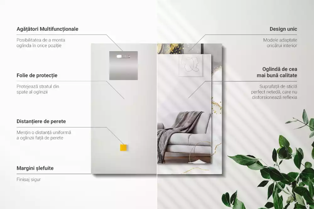 Espelho decorativo Arte abstrata em ouro