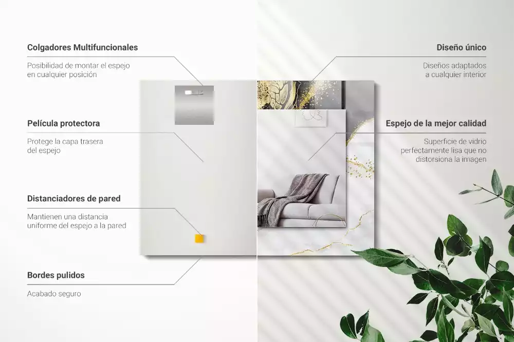 Espelho decorativo Arte abstrata em ouro