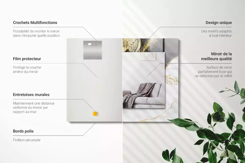 Espelho decorativo Arte abstrata em ouro