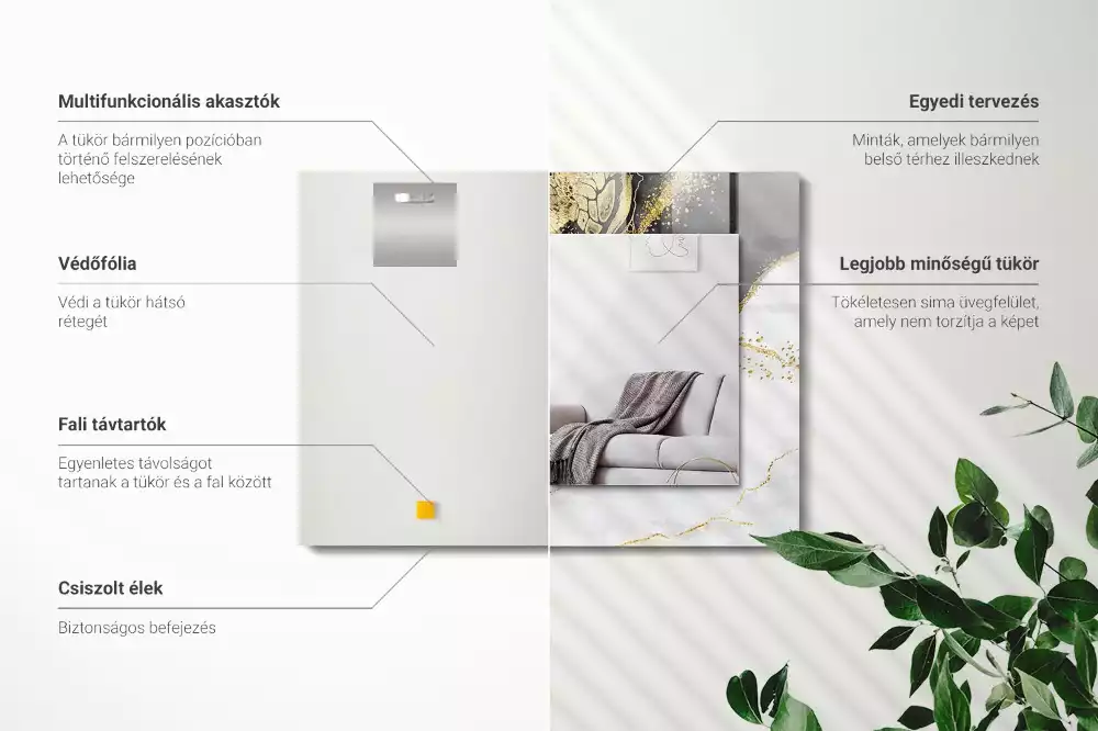 Espelho decorativo Arte abstrata em ouro