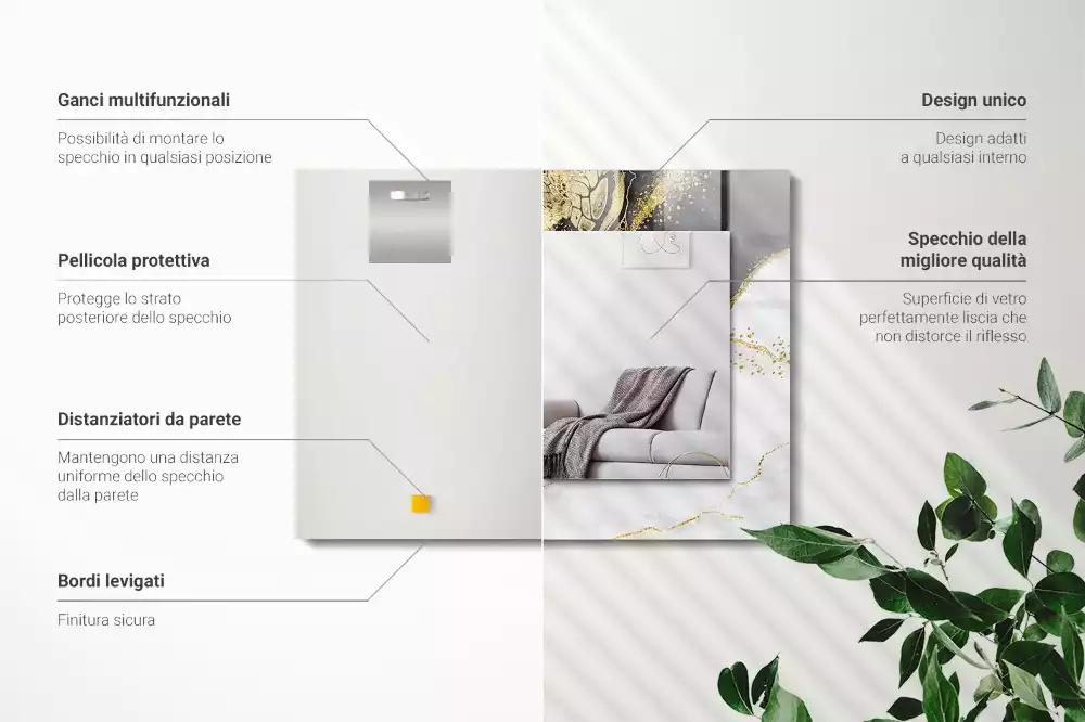 Espelho decorativo Arte abstrata em ouro