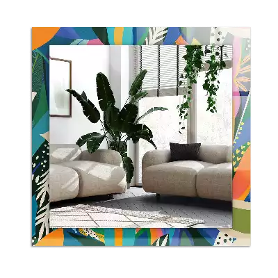 Espelho com moldura decorada Flores abstratas coloridas