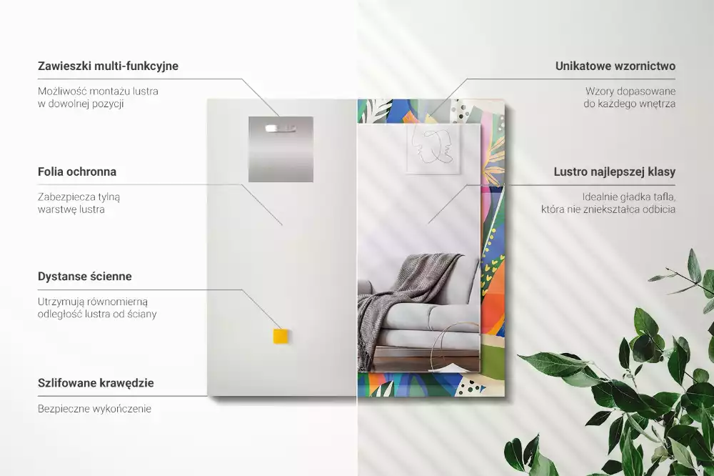 Espelho com moldura decorada Flores abstratas coloridas