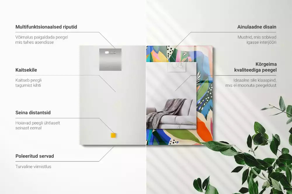 Espelho com moldura decorada Flores abstratas coloridas