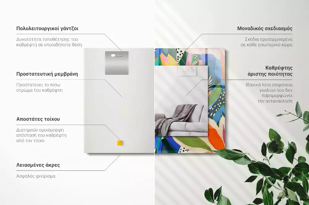 Espelho com moldura decorada Flores abstratas coloridas