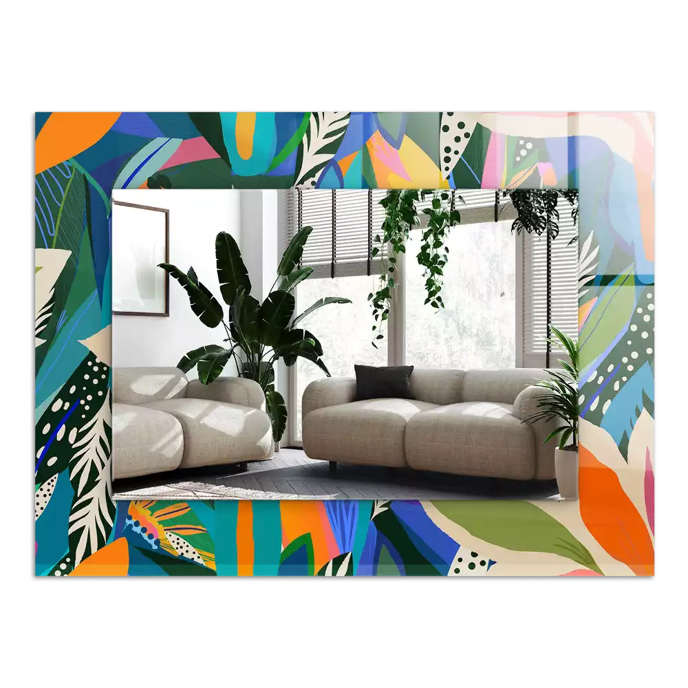 Espelho com moldura decorada Flores abstratas coloridas