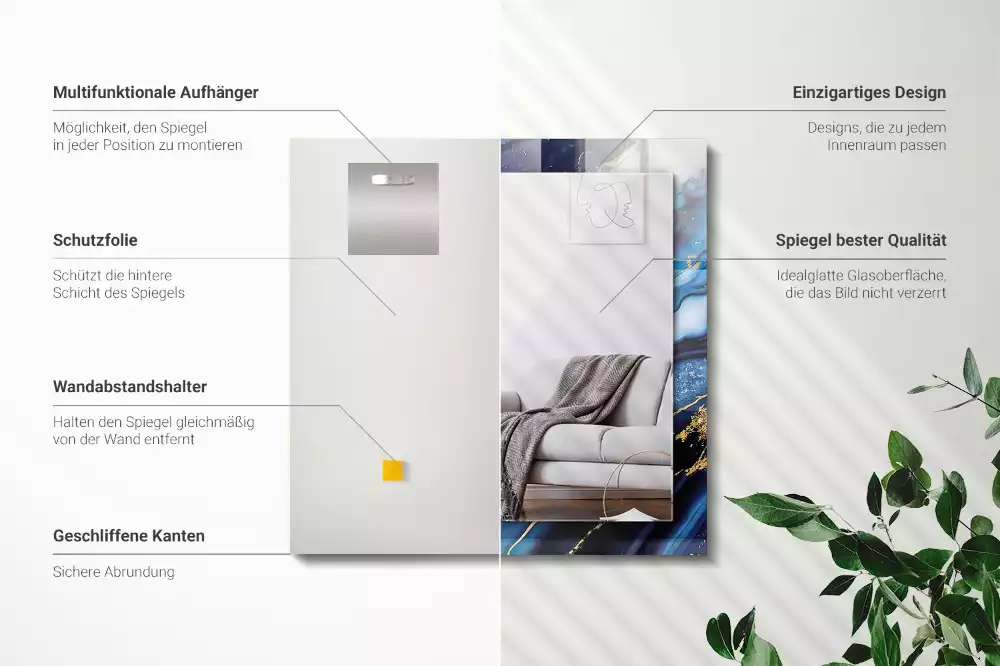 Espelho decorado Arte Abstrata em Mármore