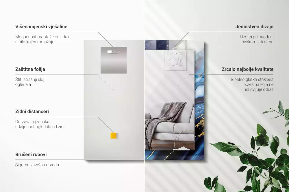 Espelho decorado Arte Abstrata em Mármore