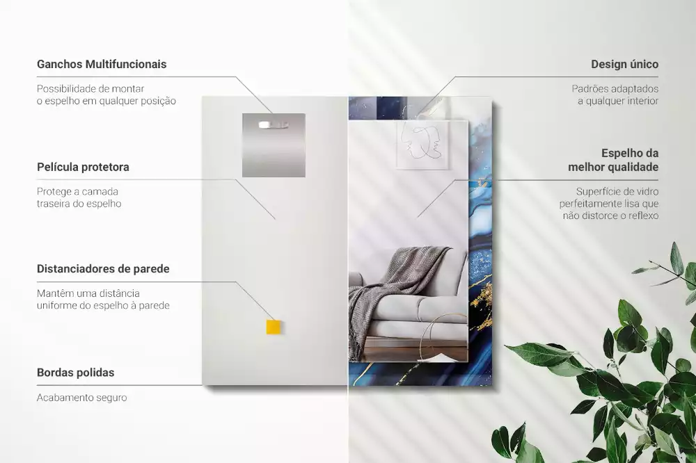 Espelho decorado Arte Abstrata em Mármore