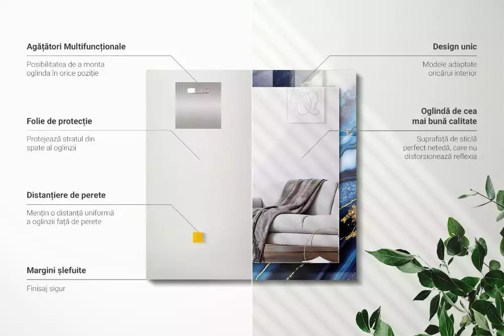 Espelho decorado Arte Abstrata em Mármore