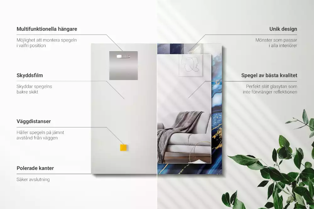 Espelho decorado Arte Abstrata em Mármore