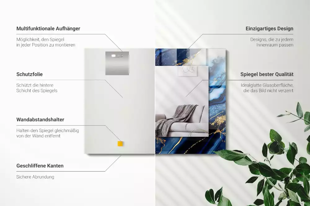 Espelho decorado Arte Abstrata em Mármore