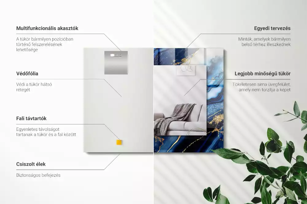 Espelho decorado Arte Abstrata em Mármore