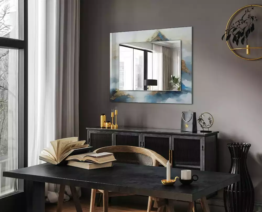 Espelho com moldura decorada Montanhas no nevoeiro