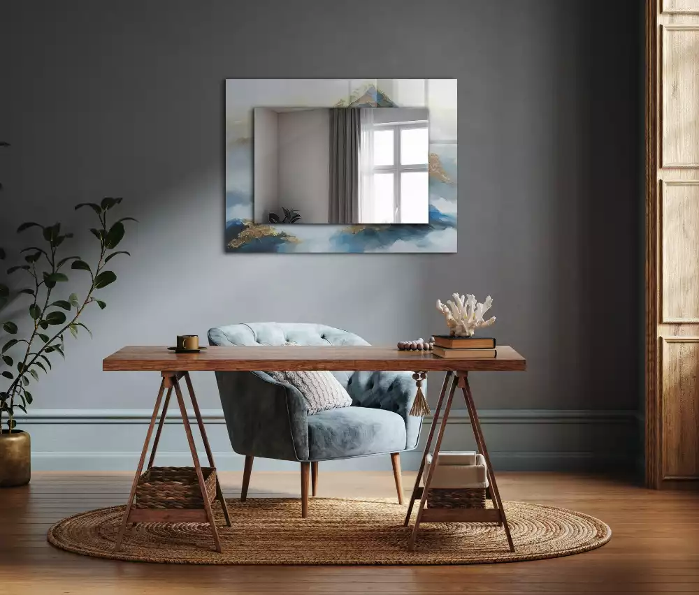 Espelho com moldura decorada Montanhas no nevoeiro