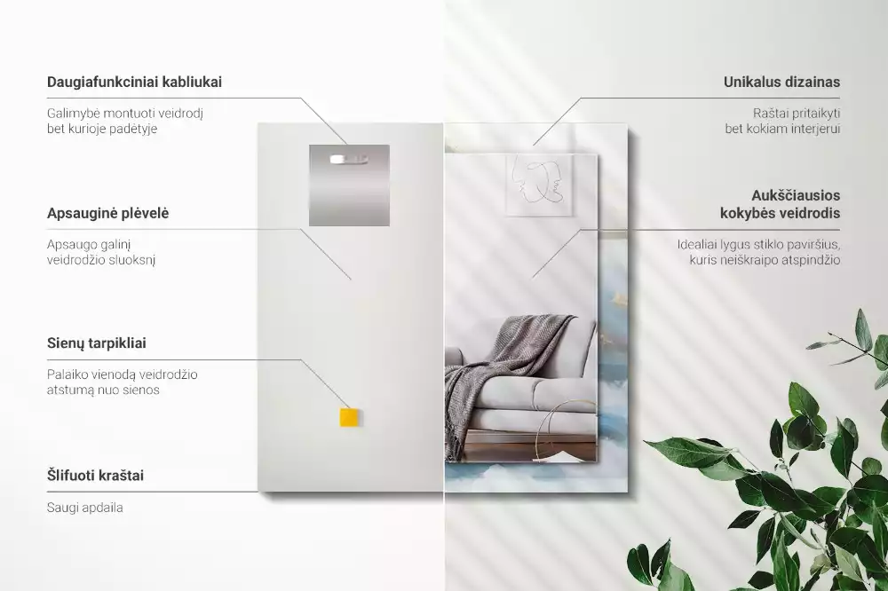 Espelho com moldura decorada Montanhas no nevoeiro