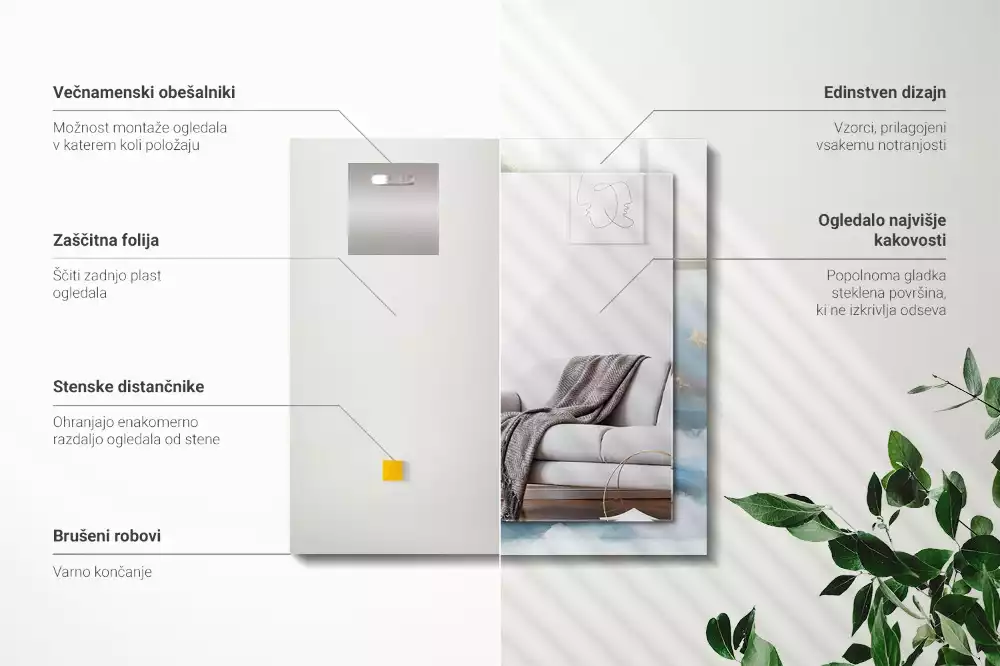 Espelho com moldura decorada Montanhas no nevoeiro