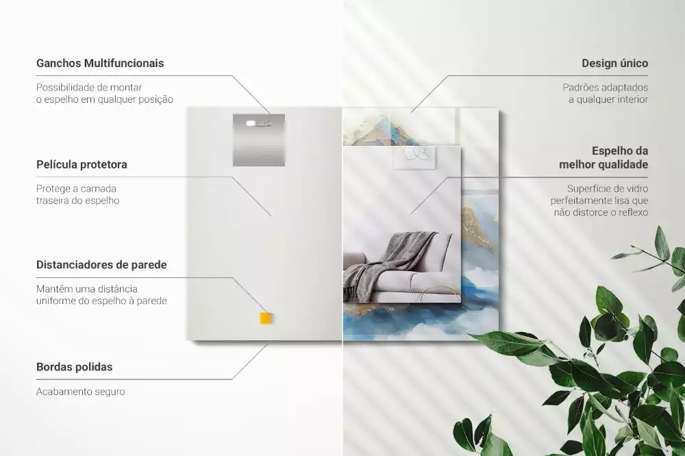 Espelho com moldura decorada Montanhas no nevoeiro