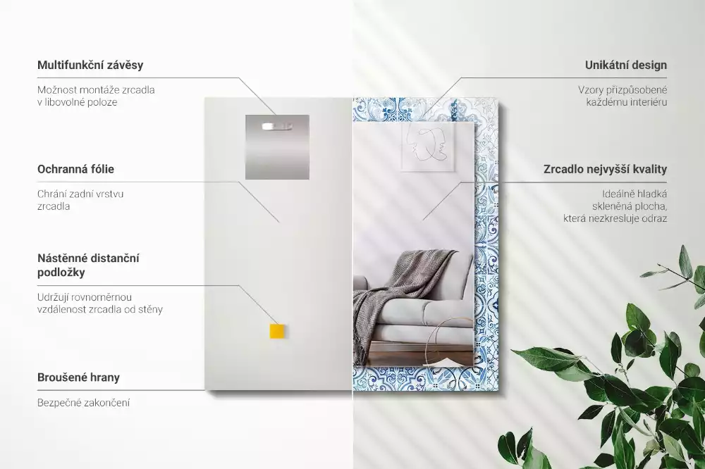 Espelho decorativo Azulejos decorativos azuis