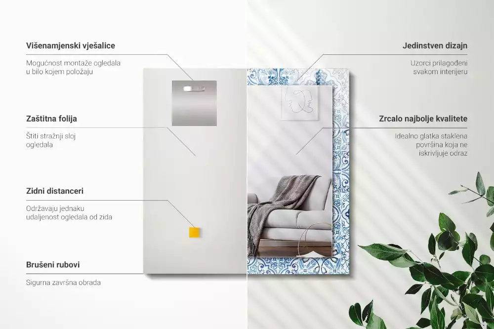 Espelho decorativo Azulejos decorativos azuis