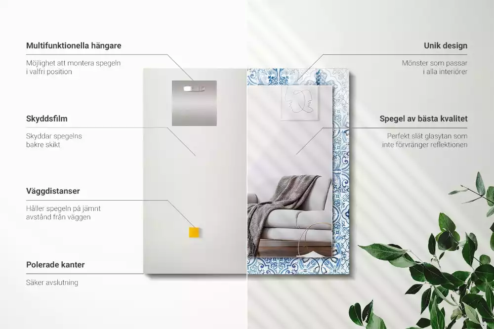 Espelho decorativo Azulejos decorativos azuis