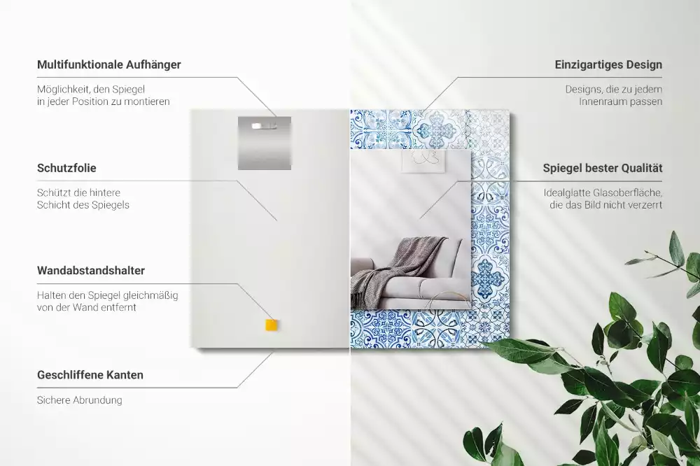 Espelho decorativo Azulejos decorativos azuis