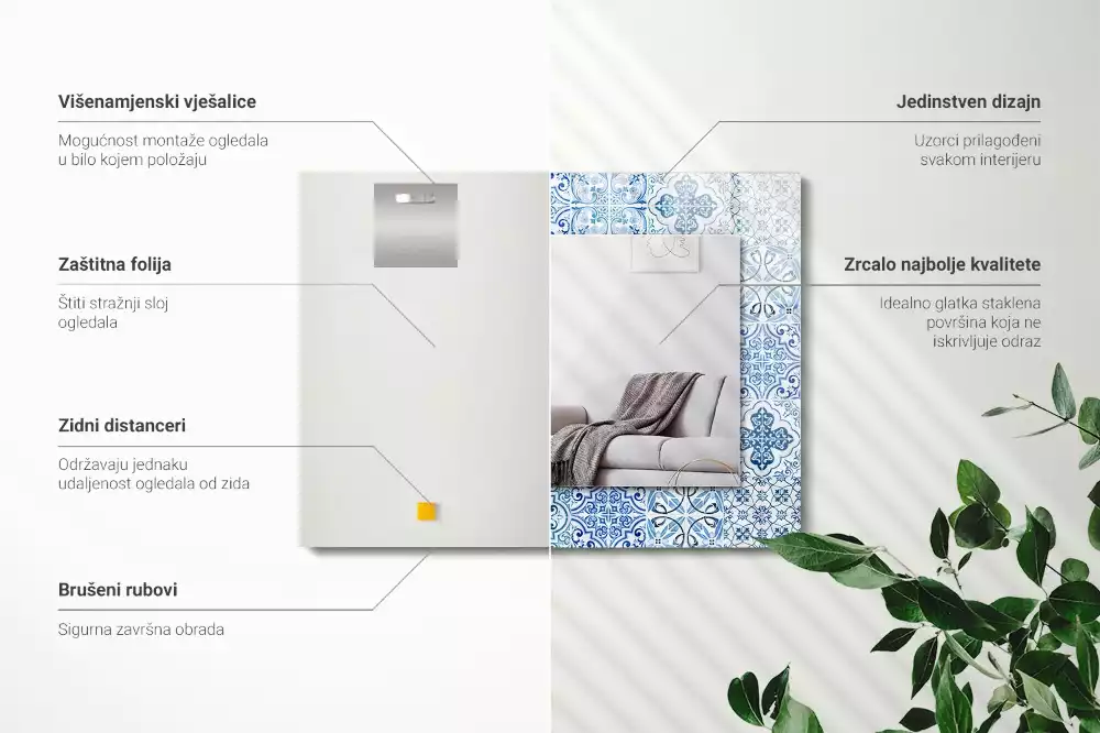 Espelho decorativo Azulejos decorativos azuis