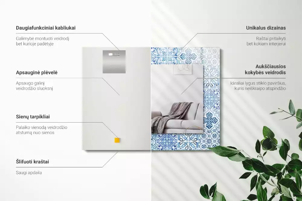 Espelho decorativo Azulejos decorativos azuis