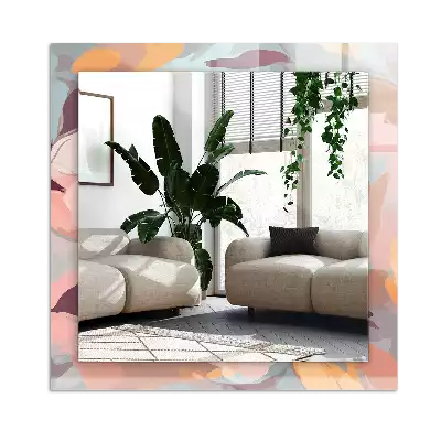 Espelho decorado Pastel de flores e folhas