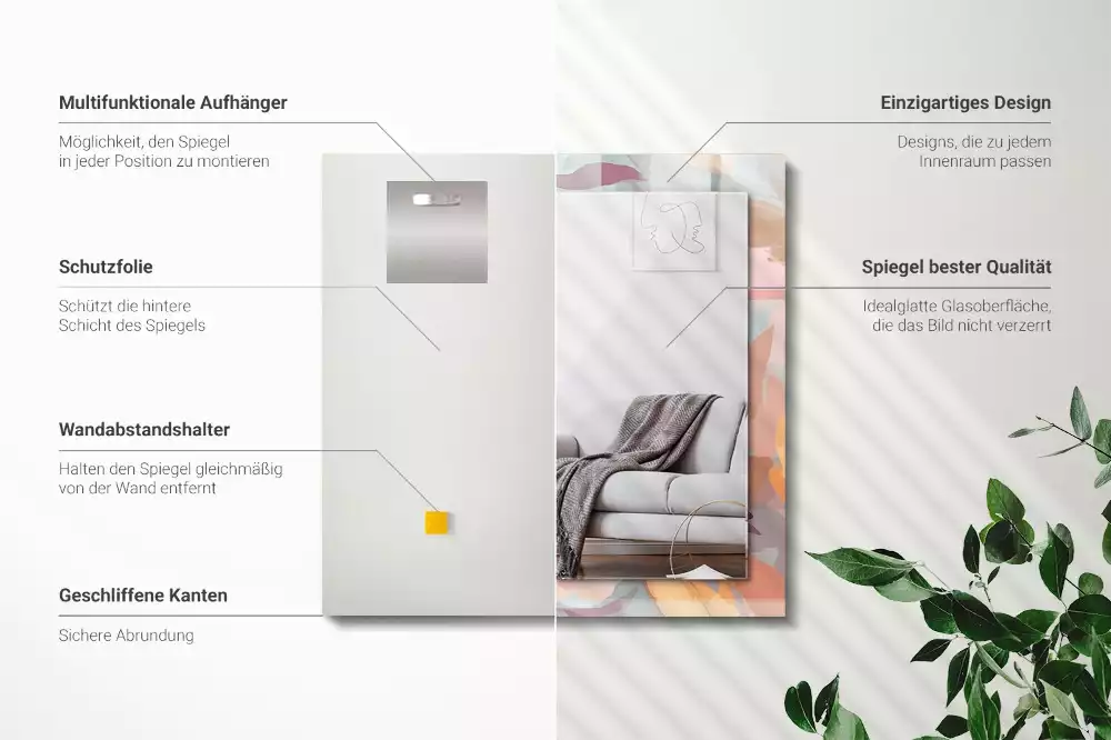 Espelho decorado Pastel de flores e folhas