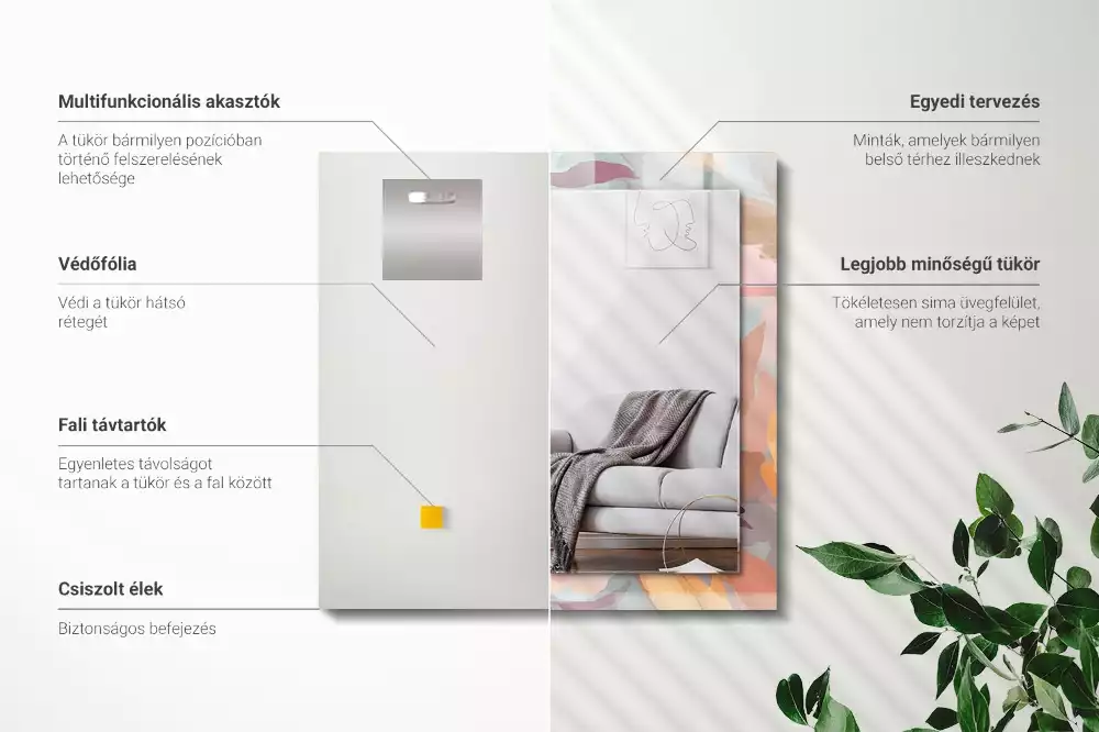 Espelho decorado Pastel de flores e folhas