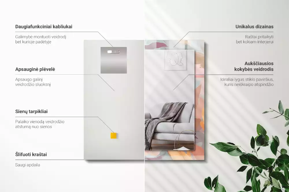 Espelho decorado Pastel de flores e folhas