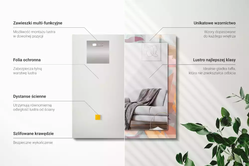 Espelho decorado Pastel de flores e folhas